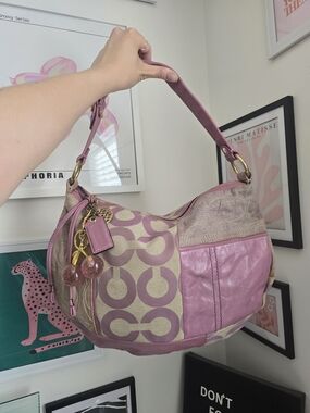 Coach Pink Patchwork Ali Hobo Bag Y2K Rare - W/Cherry Charm